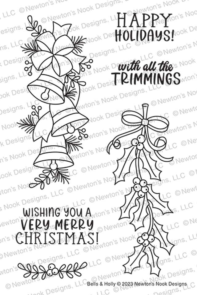 Newton's Nook, Bells & Holly Stamp & Die Set