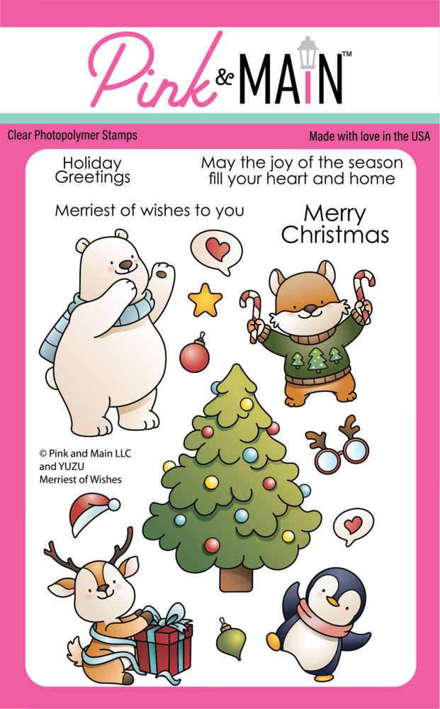 Pink & Main, Clear Stamp and Die, Merriest of Wishes