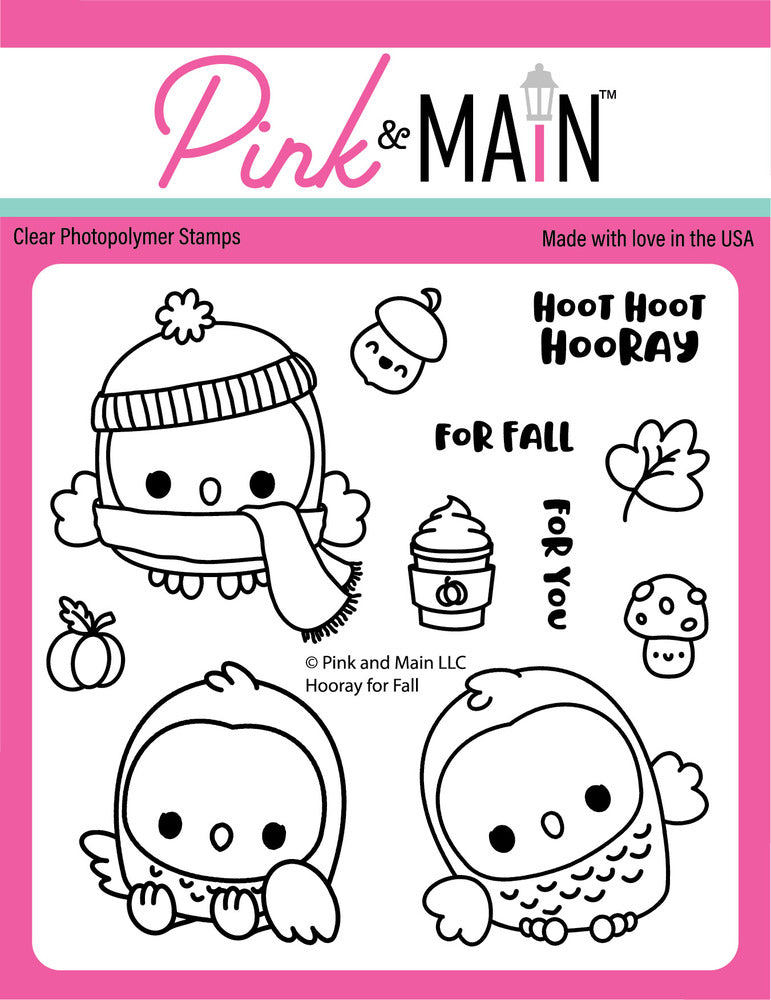 Pink & Main, Clear Stamp, Hooray for Fall Stamp & Die cut