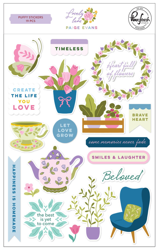 Pinkfresh Studio, Puffy Stickers, Lovely Lane