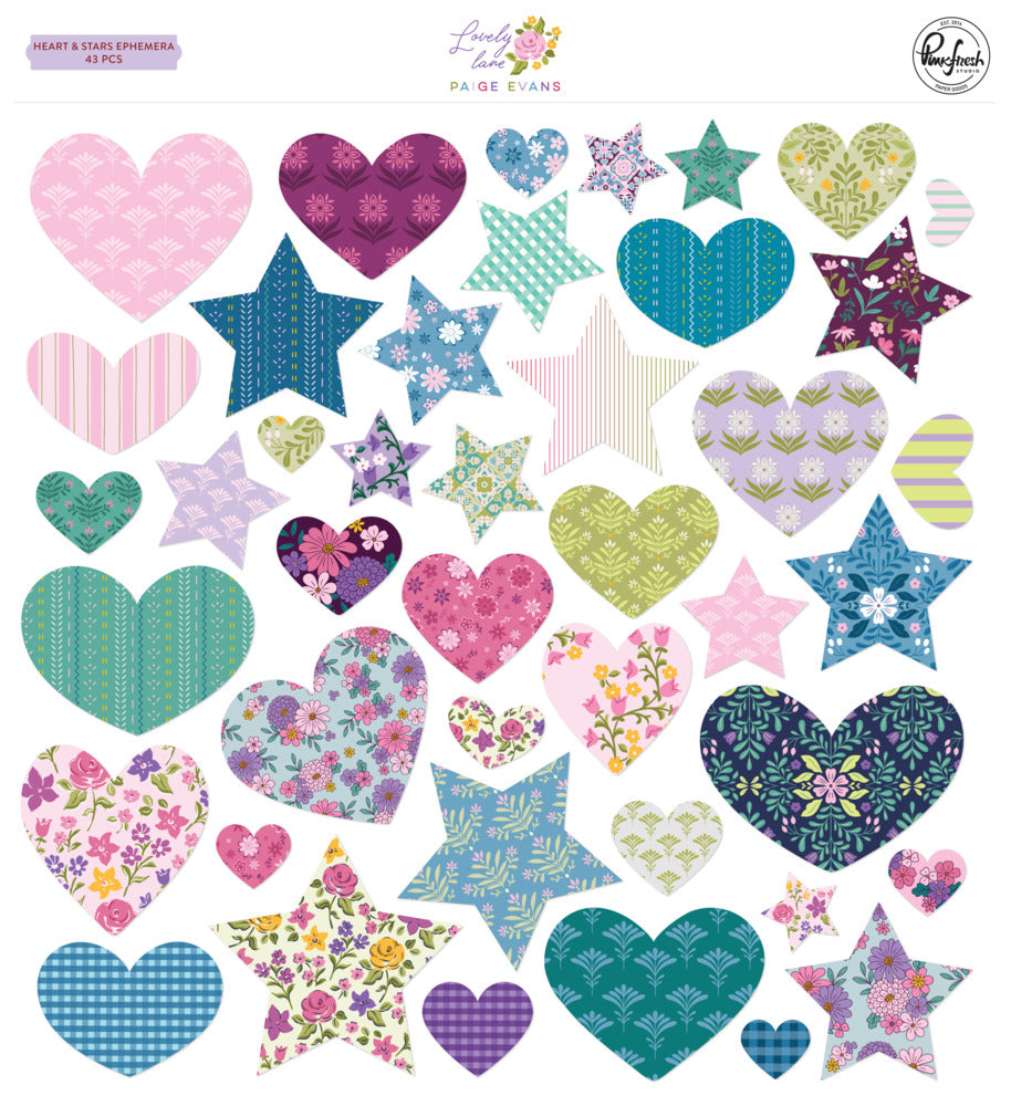 Pinkfresh Studio, Hearts & Stars Ephemera, Lovely Lane