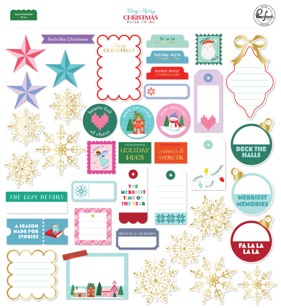Pinkfresh Studio, Tags Ephemera, Very Merry Christmas