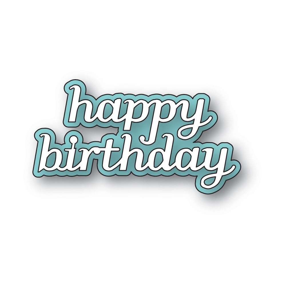 Poppy Stamps, Die, Happy Birthday Tender Script