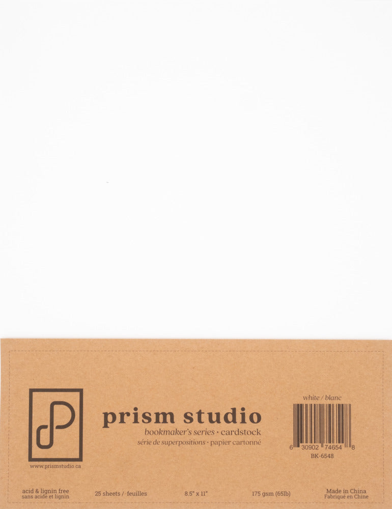 Prism Studio Bookmaker's Series 8.5x11 Cardstock Pack, 25 sheets, White 65 lb