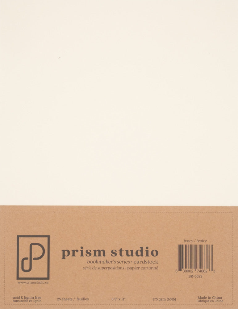 Prism Studio Bookmaker's Series 8.5x11 Cardstock Pack, 25 sheets, Ivory 65 lbs