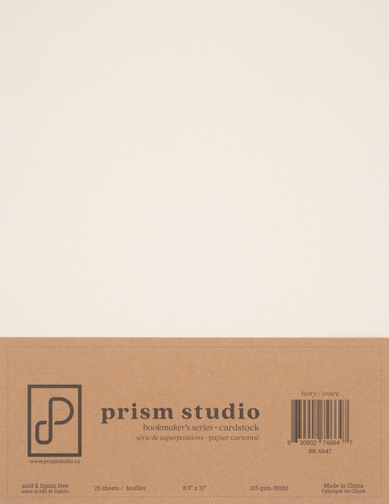 Prism Studio Bookmaker's Series 8.5x11 Cardstock Pack, 25 sheets, Ivory 80 lb