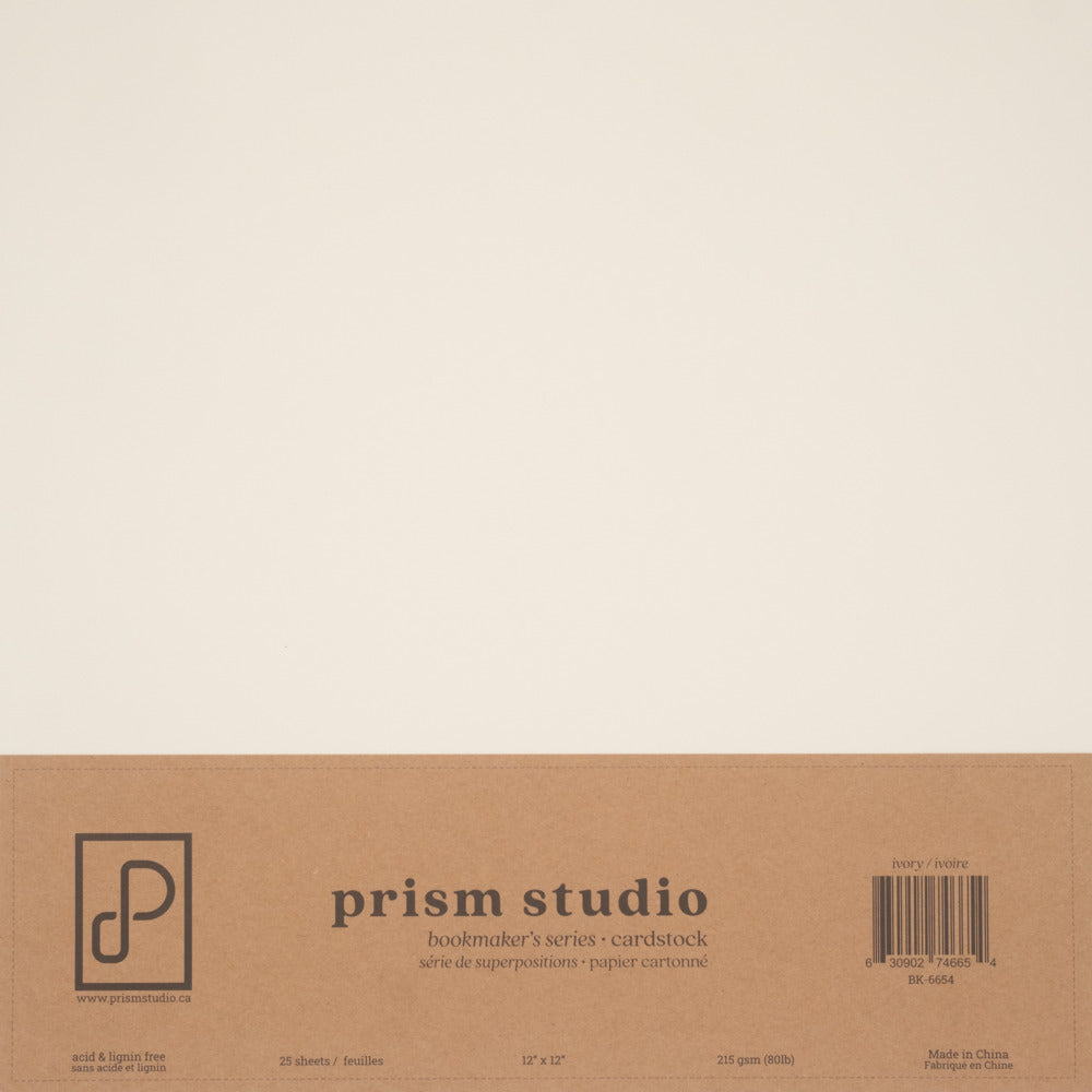 Prism Studio Bookmaker's Series 12x12 Cardstock Pack, 25 sheets, Ivory 80 lbs
