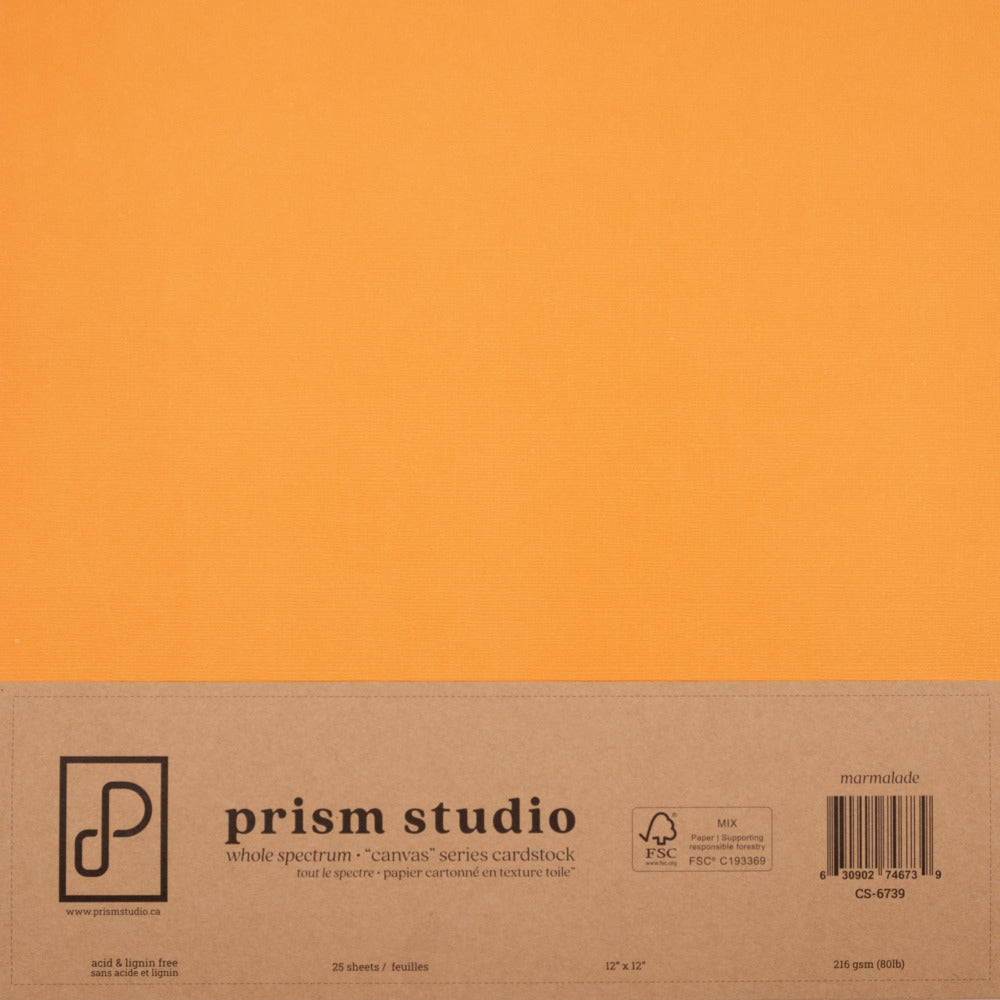 Prism Studio, 12X12 Whole Spectrum "Canvas" Series Textured Cardstock, Marmalade
