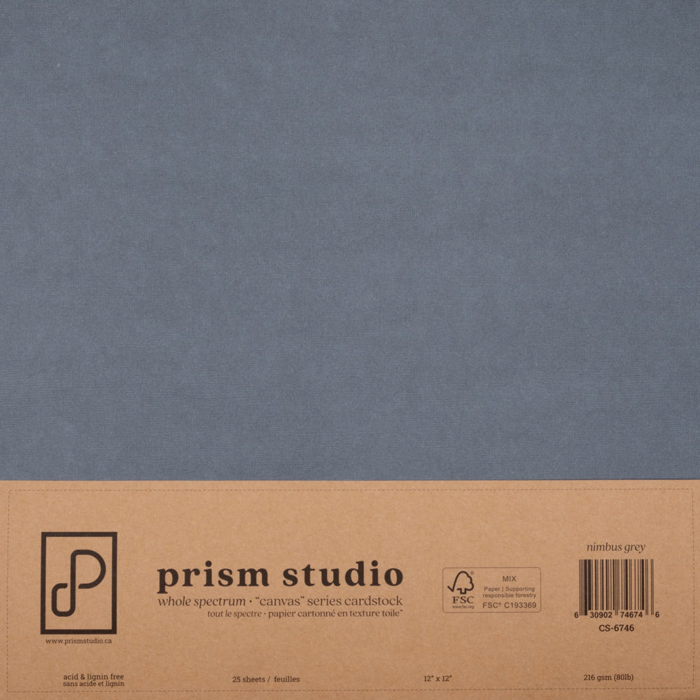 Prism Studio, 12X12 Whole Spectrum "Canvas" Series Textured Cardstock, Nimbus Grey
