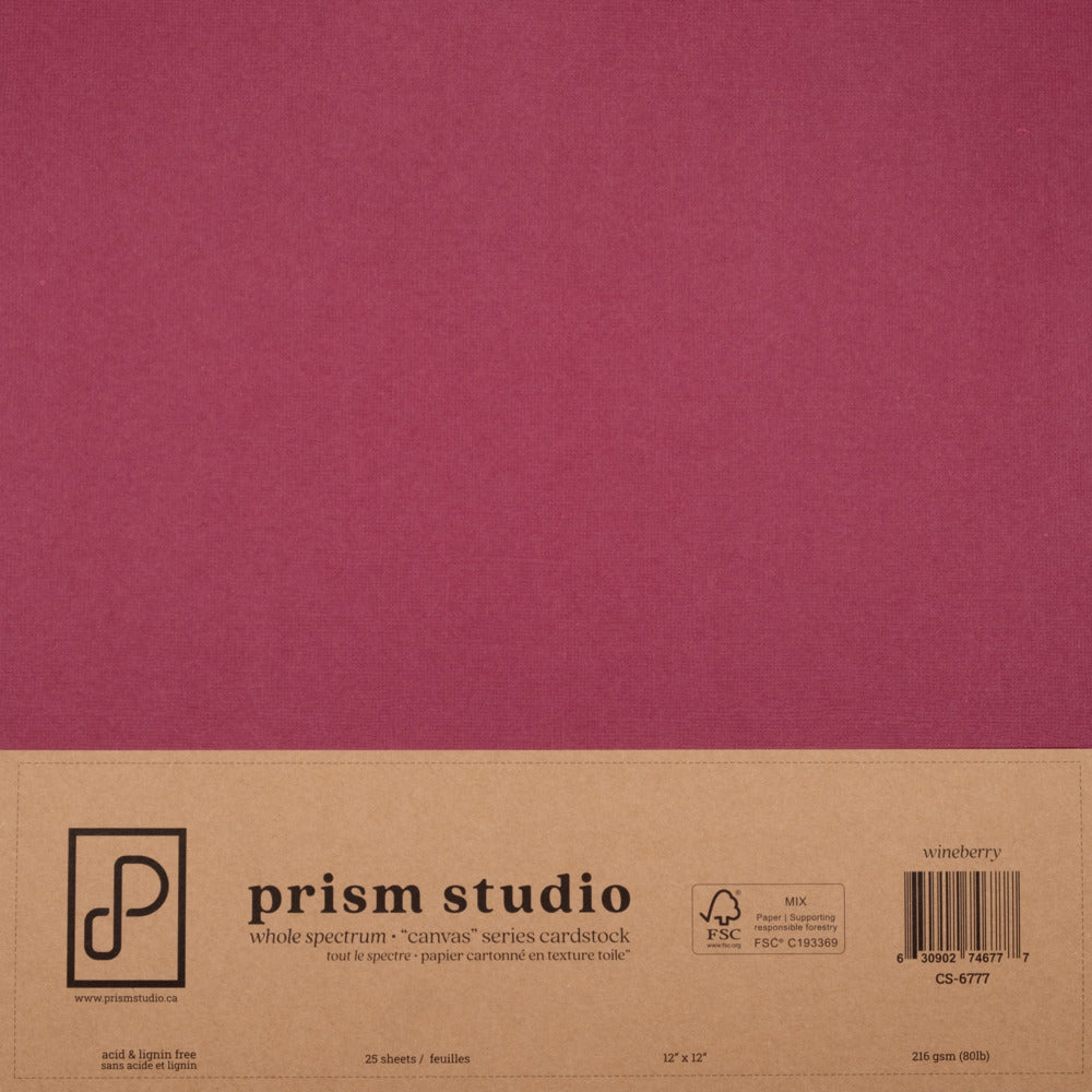 Prism Studio, 12X12 Whole Spectrum "Canvas" Series Textured Cardstock, Wineberry
