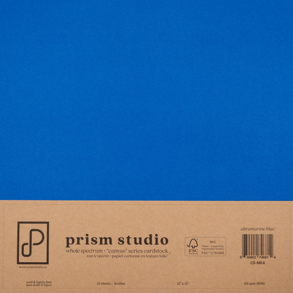 Prism Studio, 12X12 Whole Spectrum "Canvas" Series Textured Cardstock, Ultramarine Blue