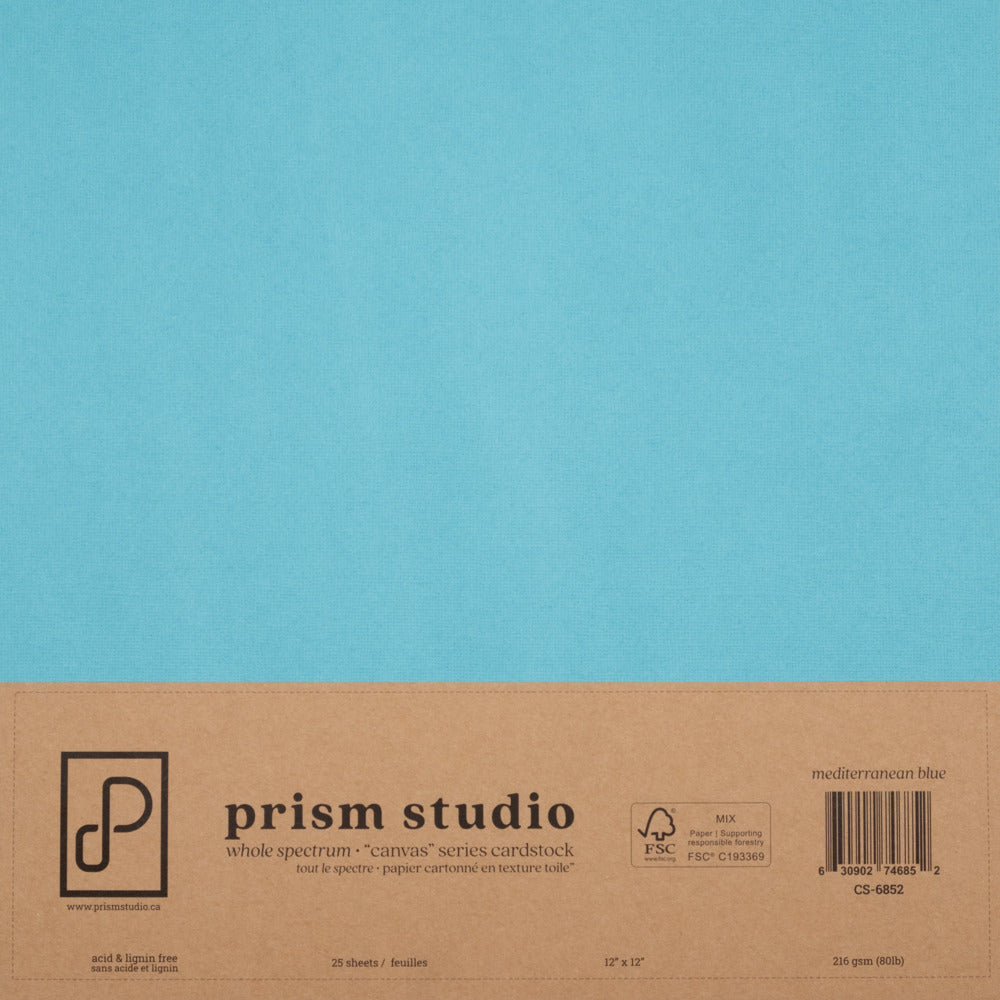 Prism Studio, 12X12 Whole Spectrum "Canvas" Series Textured Cardstock, Mediterranean Blue