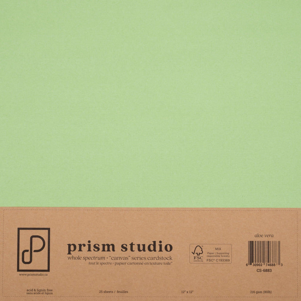 Prism Studio, 12X12 Whole Spectrum "Canvas" Series Textured Cardstock, Aloe Vera