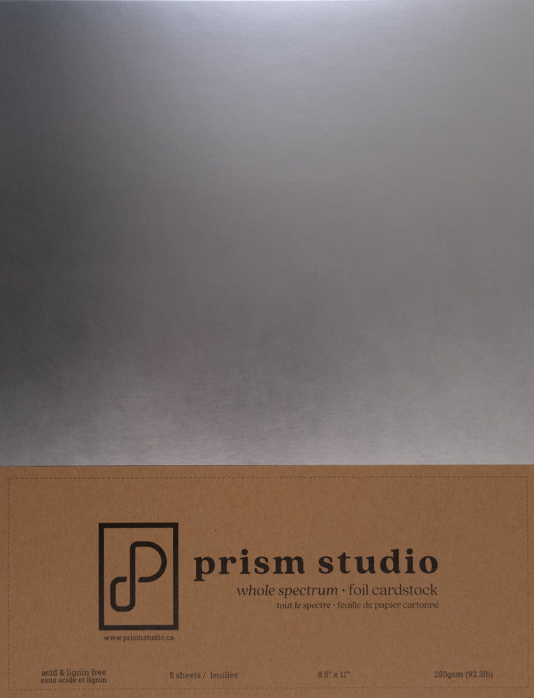 Prism Studio, Whole Spectrum Foil Cardstock, Pack 8.5x11 -Brushed Silver
