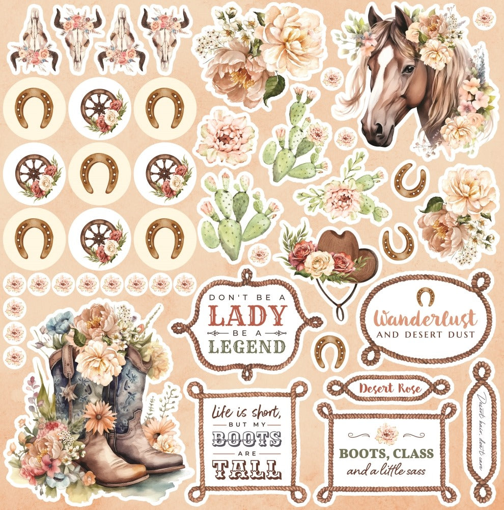 Reminisce, 12x12 Sticker Sheet, Desert Rose
