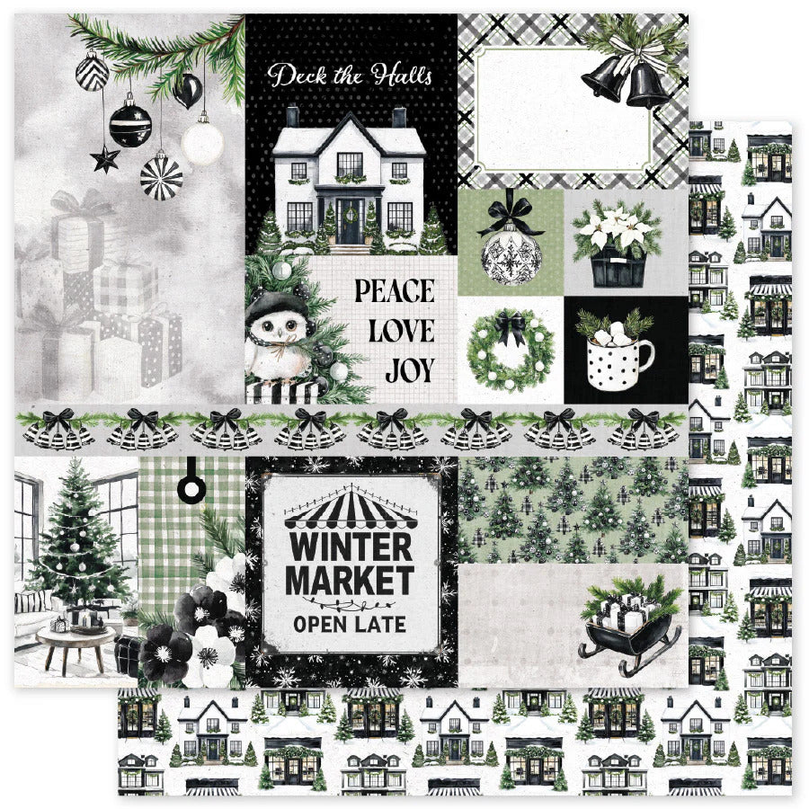 Paper Rose, 12X12 Patterned Paper, Mistletoe Market A
