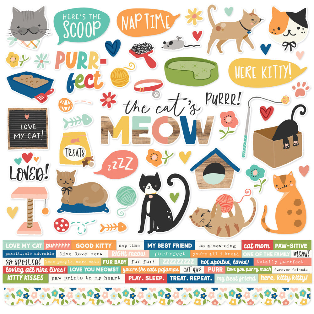 Simple Stoires, Sticker Sheet, Fur Baby Cat