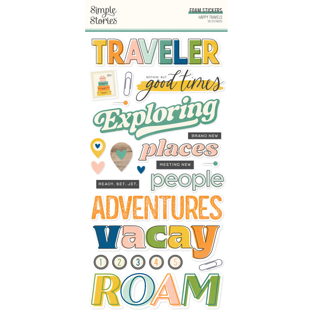 Simple Stories, Foam Stickers, Happy Travels