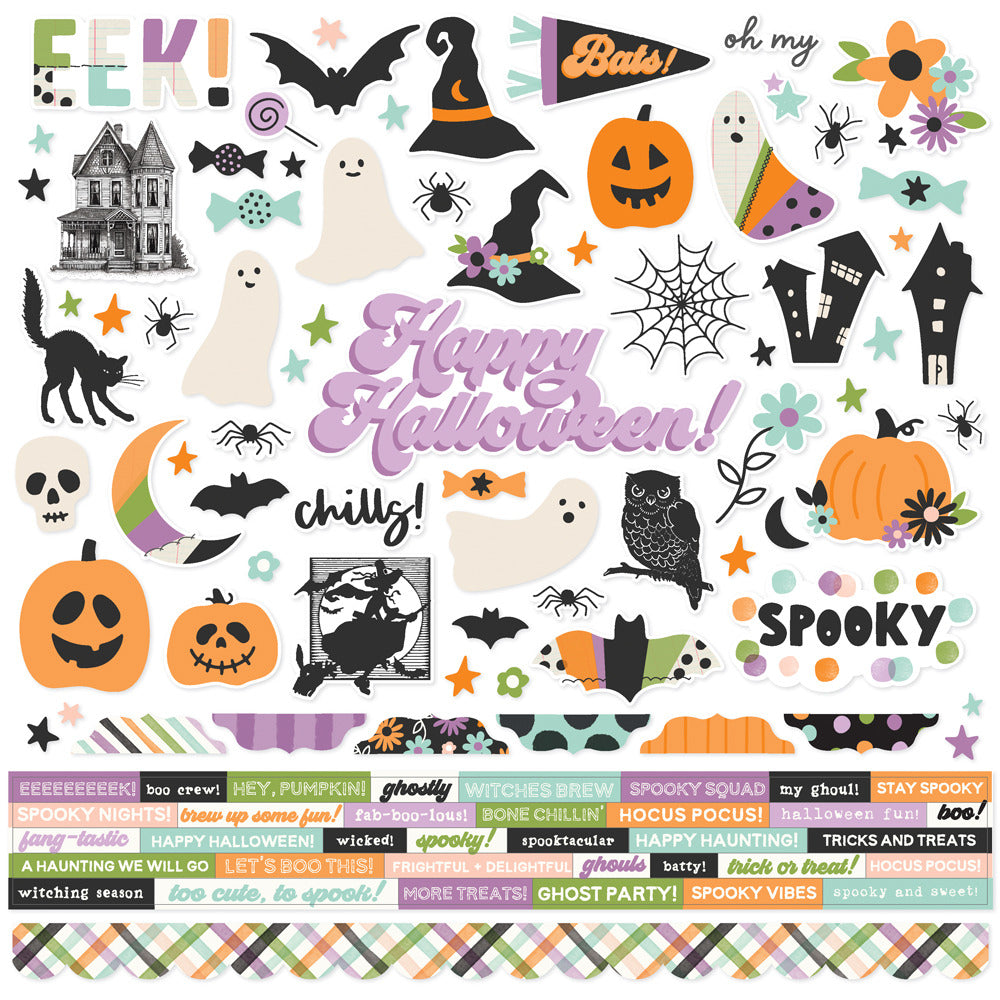 Simple Stories, Cardstock Sticker Sheet, Spooky Things