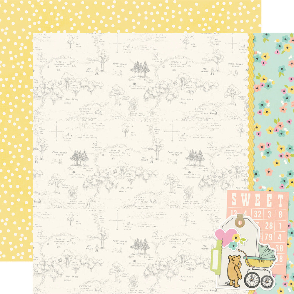 Simple Stories, 12X12 Patterned Paper, Say Cheese Classic Pooh Baby - Worth The Wait