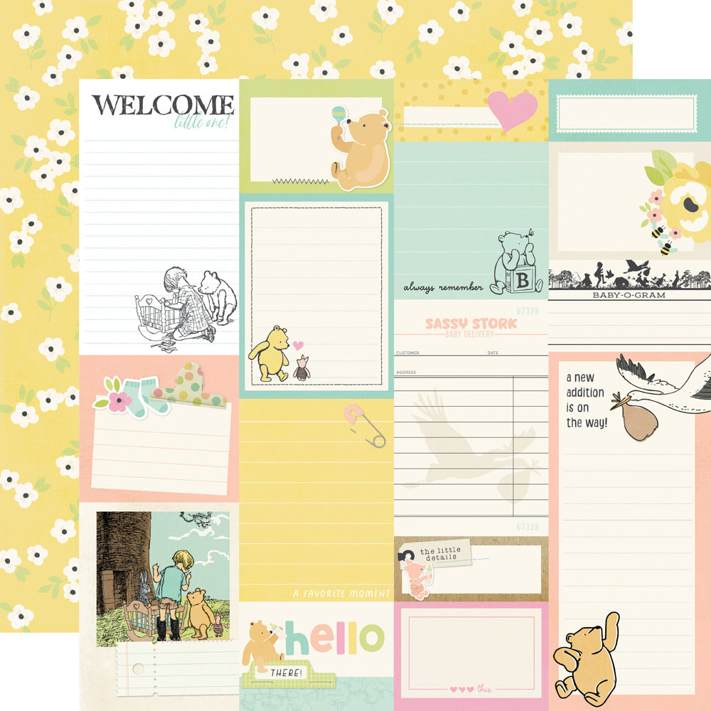 Simple Stories, 12X12 Patterned Paper, Say Cheese Classic Pooh Baby - Journal Elements