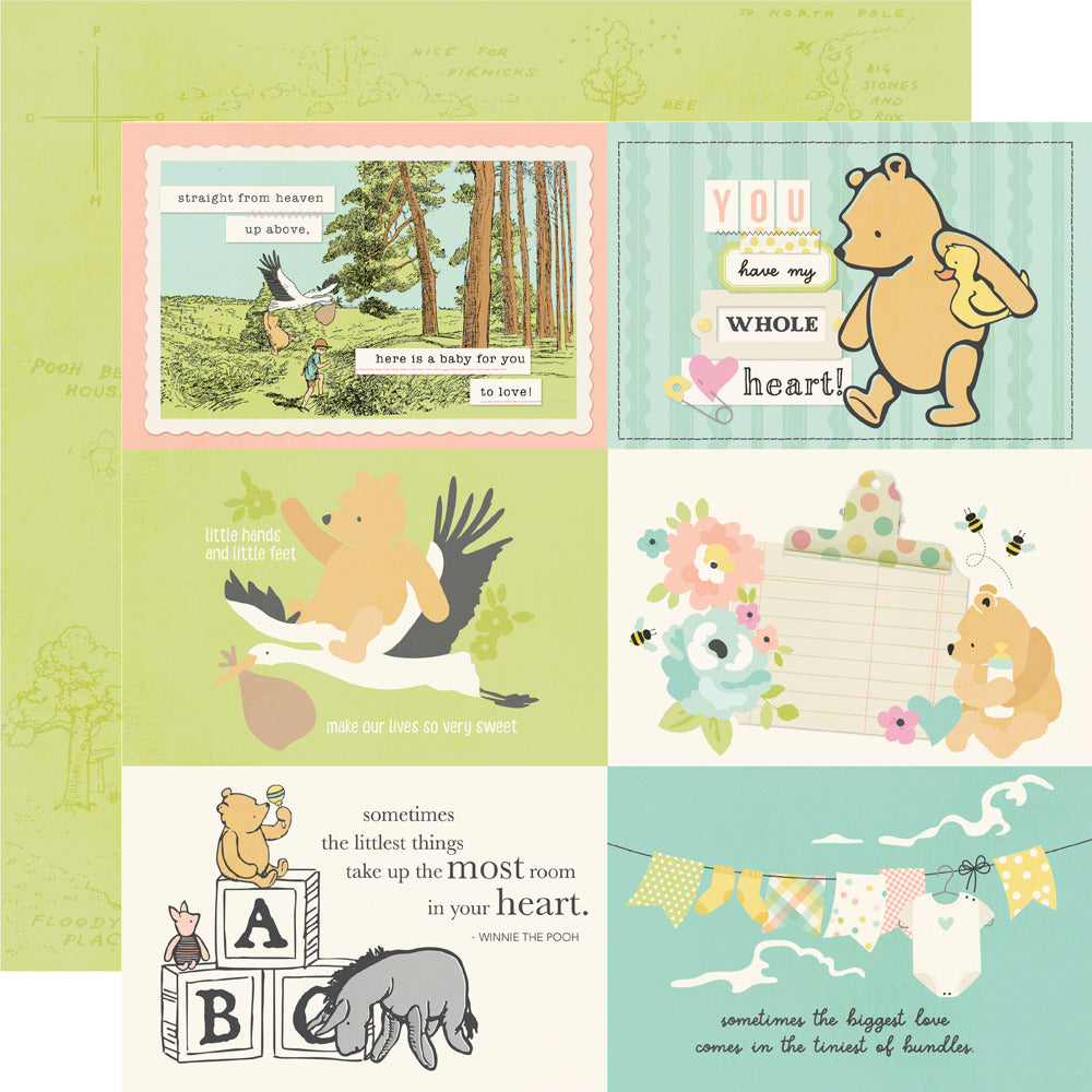 Simple Stories, 12X12 Patterned Paper, Say Cheese Classic Pooh Baby - 4x6 Elements