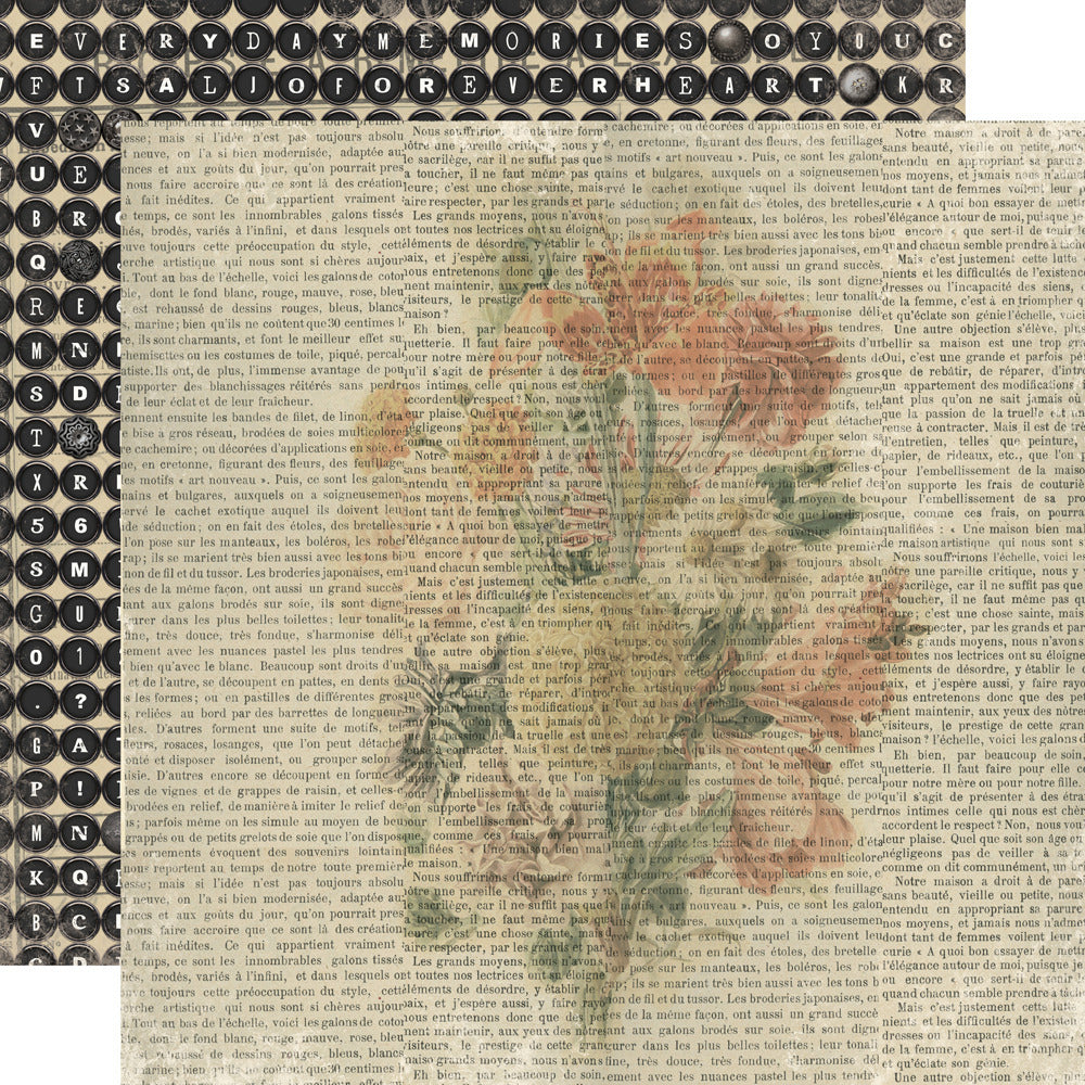 Simple Stories, 12X12 Patterned Paper, Simple Vintage Junk Drawer - Notes And Things