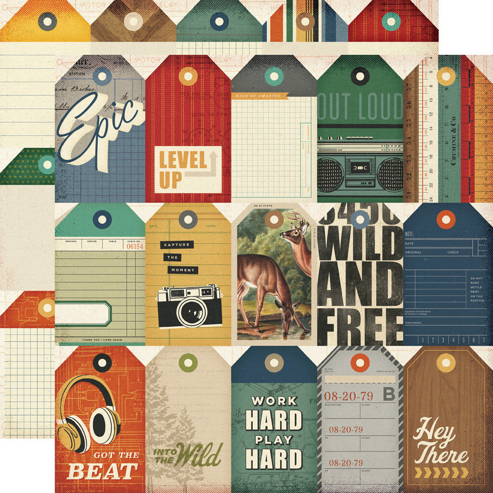 Simple Stories, 12x12 Patterned Paper, Rustic Legend - Tag Elements