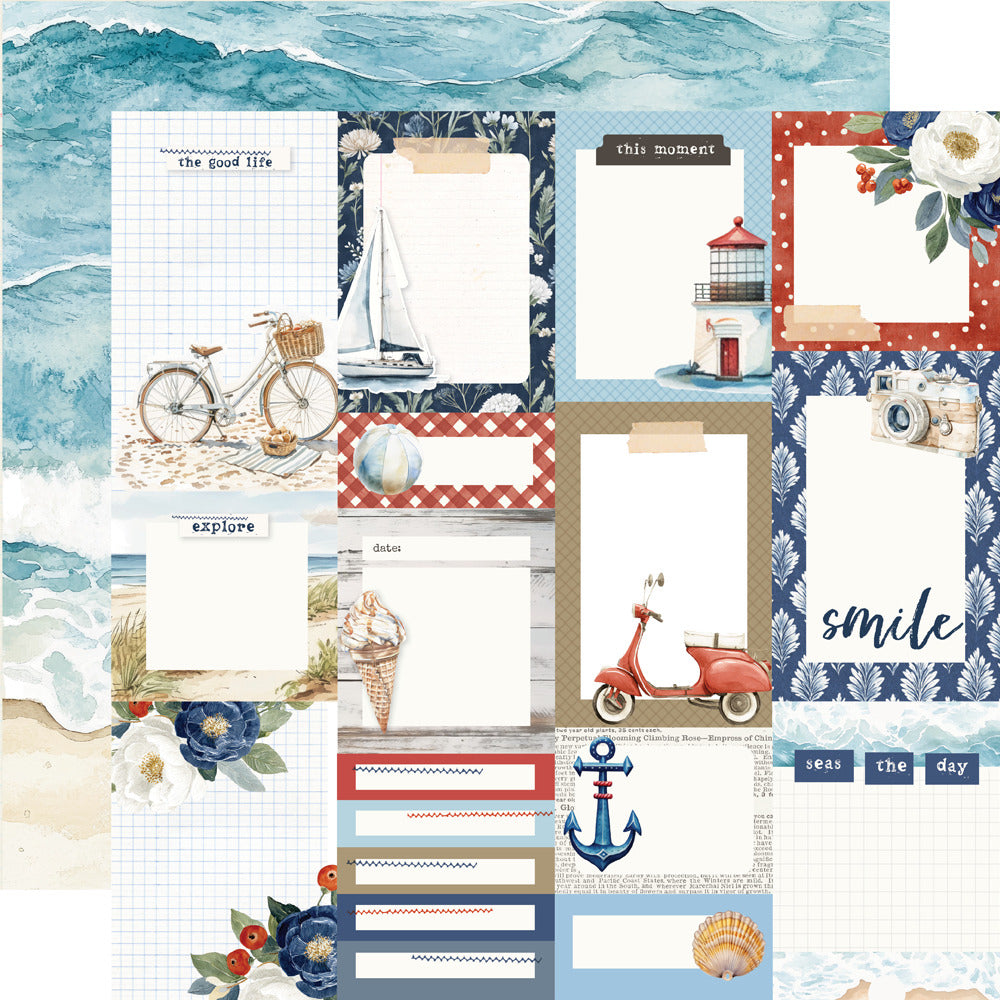 Simple Stories, 12X12 Patterned Paper, Simple Vintage Sand & Sea - Journal Elements