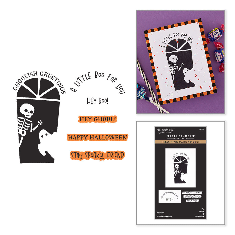 Spellbinders, Press + Foil Plate & Die Set, Ghoulish Greetings Pre-order