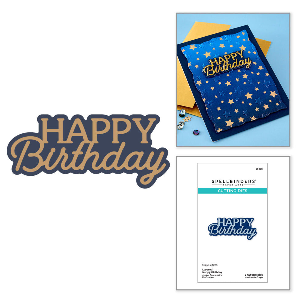 Spellbinders, Die, Layered Happy Birthday