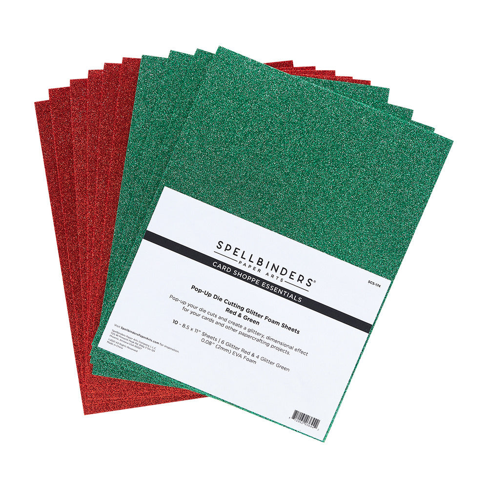Spellbinders, Pop Up Die Cutting Glitter Foam Sheets- Red & Green