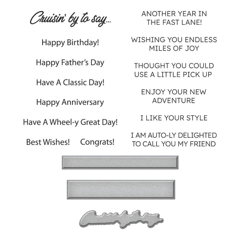 Spellbinders, Cruisin' By Sentiments Stamp Set
