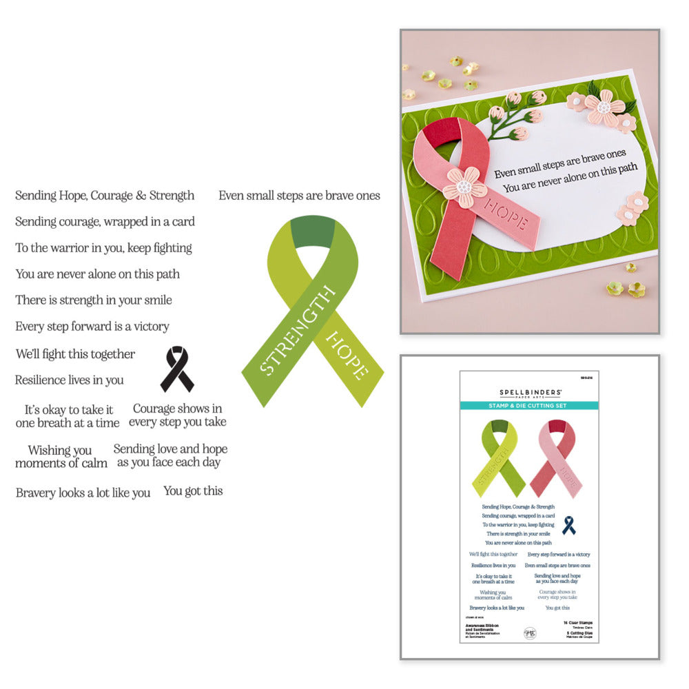 Spellbinders; Stamp & Die Set, Awareness Ribbon & Sentiments