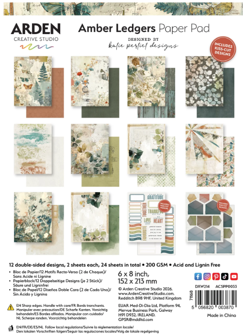 Arden Creative, Amber Ledgers, 6x8 Paper Pack