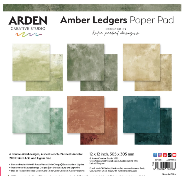 Arden Creative, Amber Ledgers, 12x12 Paper Pack, Solids