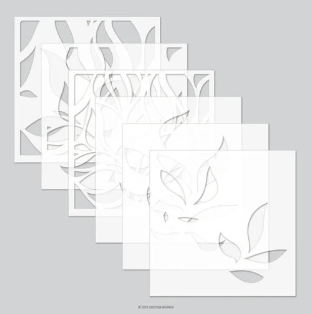 Concord & 9th, Kristina Werner, Clear Stamp & Stencil, Long Line Leaves