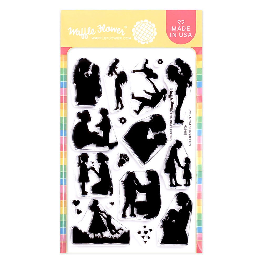 Waffle Flower, Clear Stamp, Postage Collage Mom Silhouettes