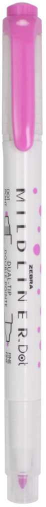 Zebra, Mildliner Dual-Tip Dot Marker, Fuchsia