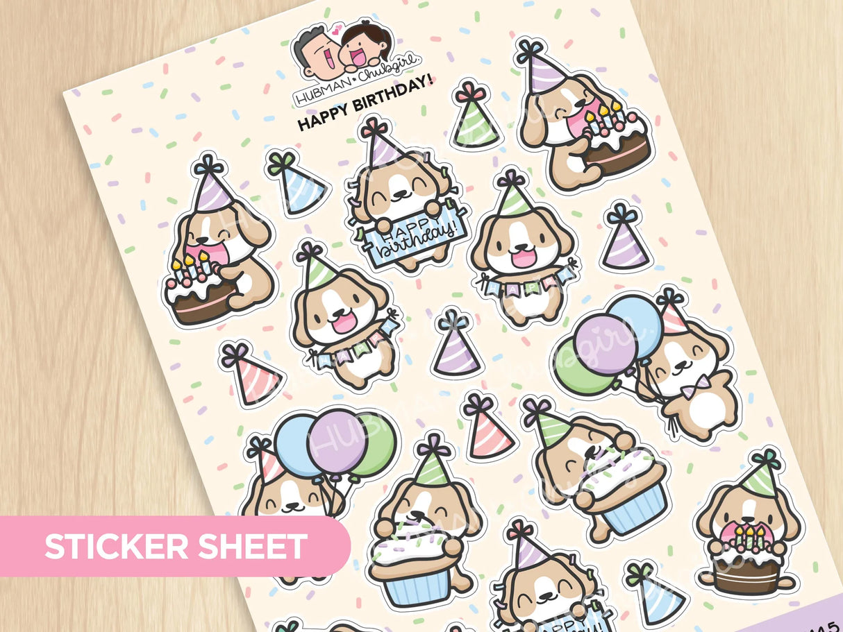 Hubman & Chubgirl Stationary, Happy Birthday Sticker Sheet