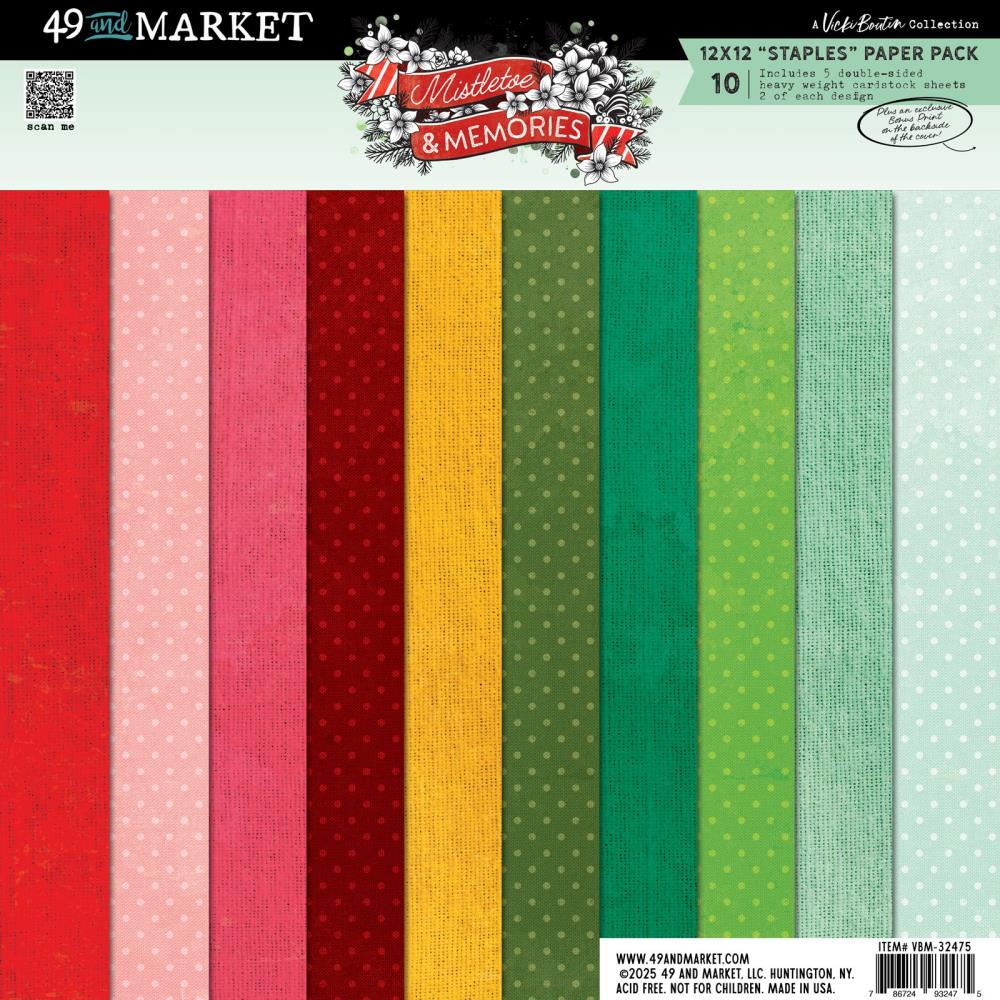 49th and Market; Mistletoe & Memories, 12x12 Staples Paper Pack