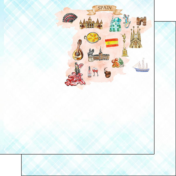 Scrapbook Customs, Spain  Map Icons Paper