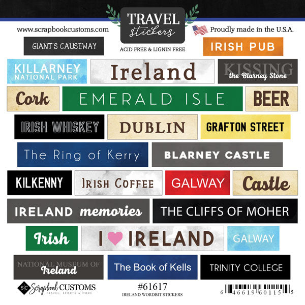 Scrapbook Customs, Ireland, Word Bits Stickers