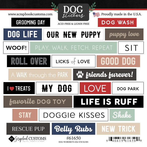 Scrapbook Customs, Dog Word Bit sStickers