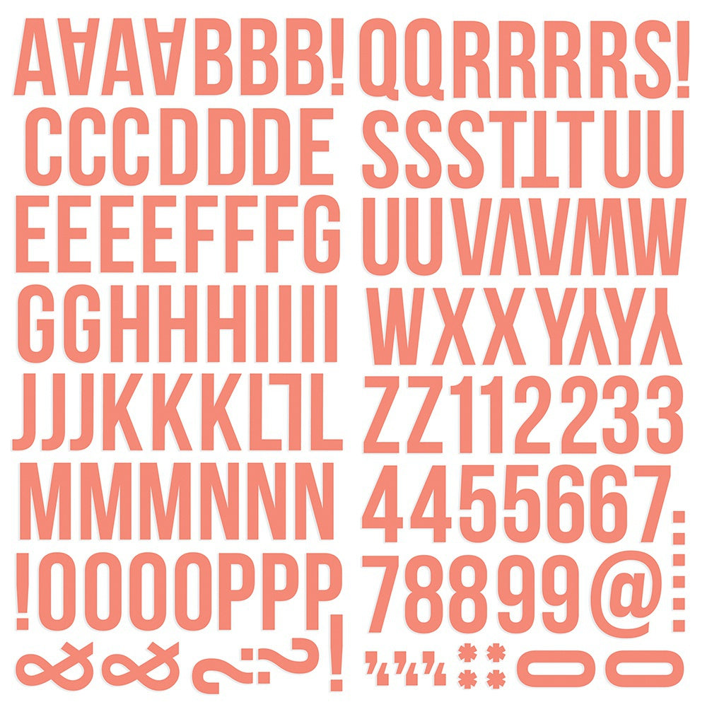 Simple Stories Color Vibe Foam Alpha Stickers, Coral