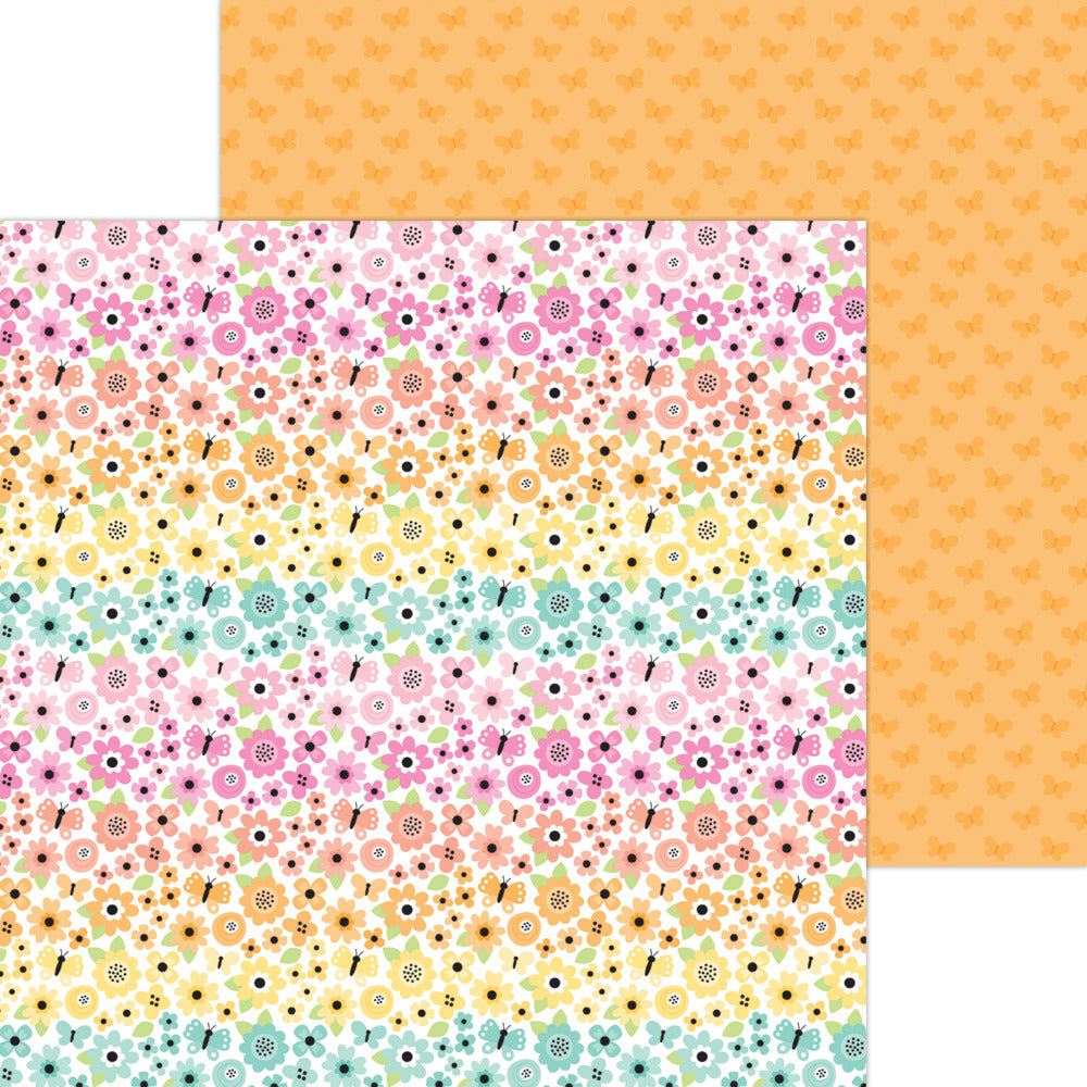 Doodlebug, Butterfly Kisses - Rainbow Garden 12x12 Paper
