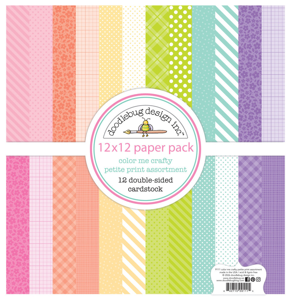 Doodlebug, 12X12 Petite Prints Paper Pack, Color Me Crafty
