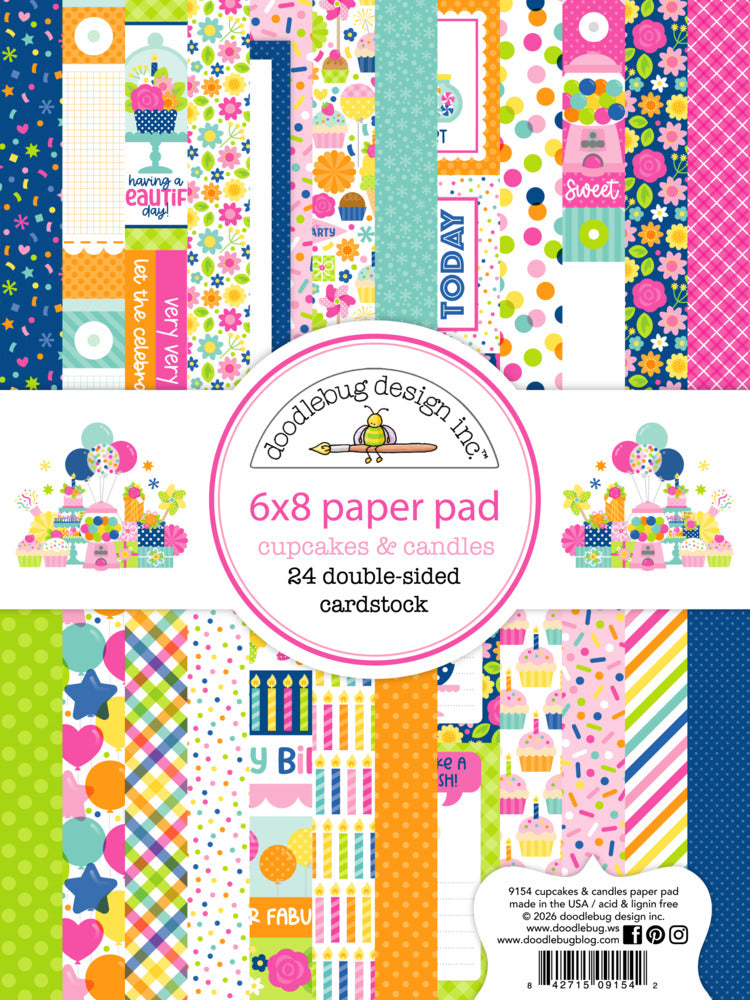 Doodlebug, 6X8 Paper Pad, Cupcakes & Candles Pre-order