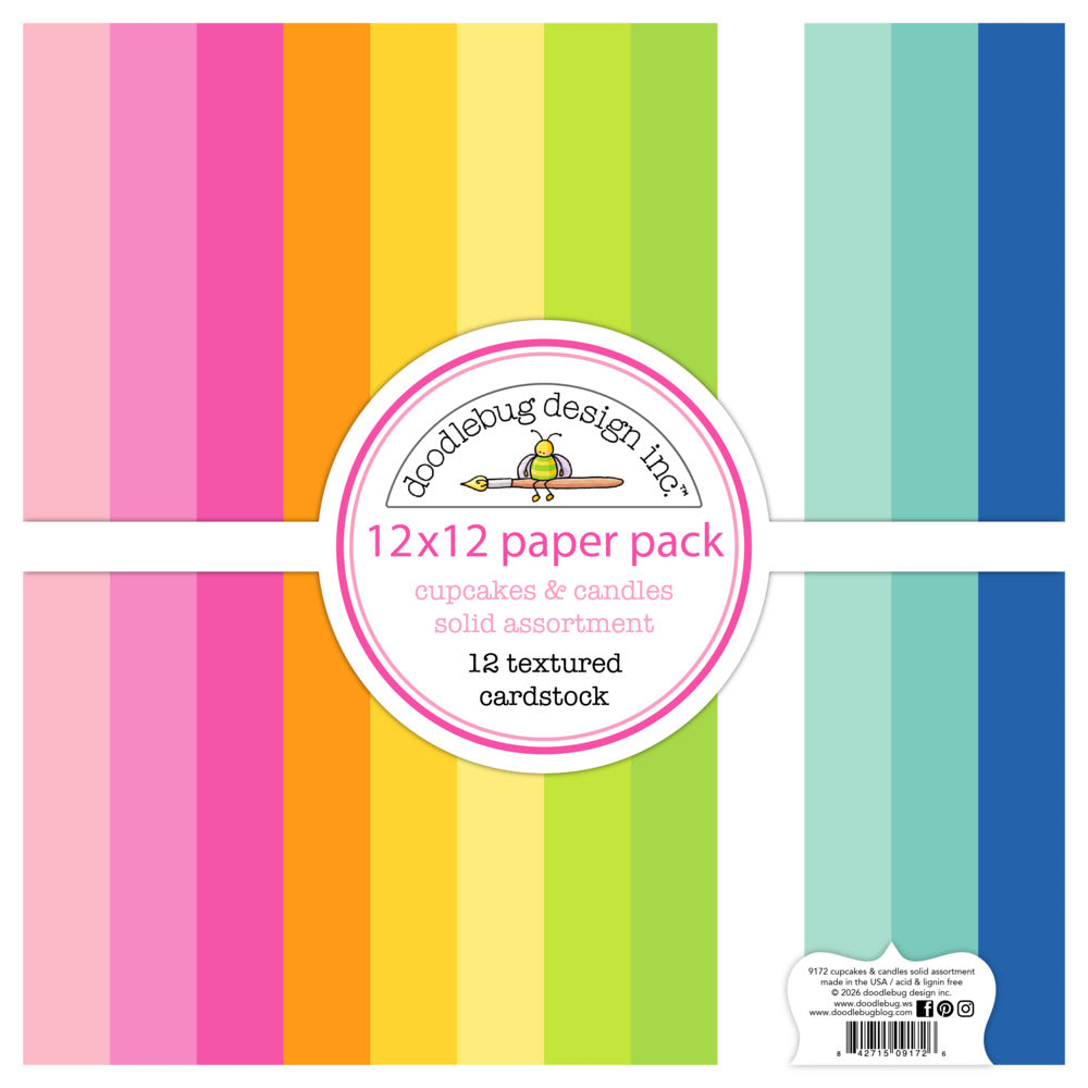 Doodlebug, 12X12 Textured Cardstock Pack, Cupcakes & Candles Pre-order