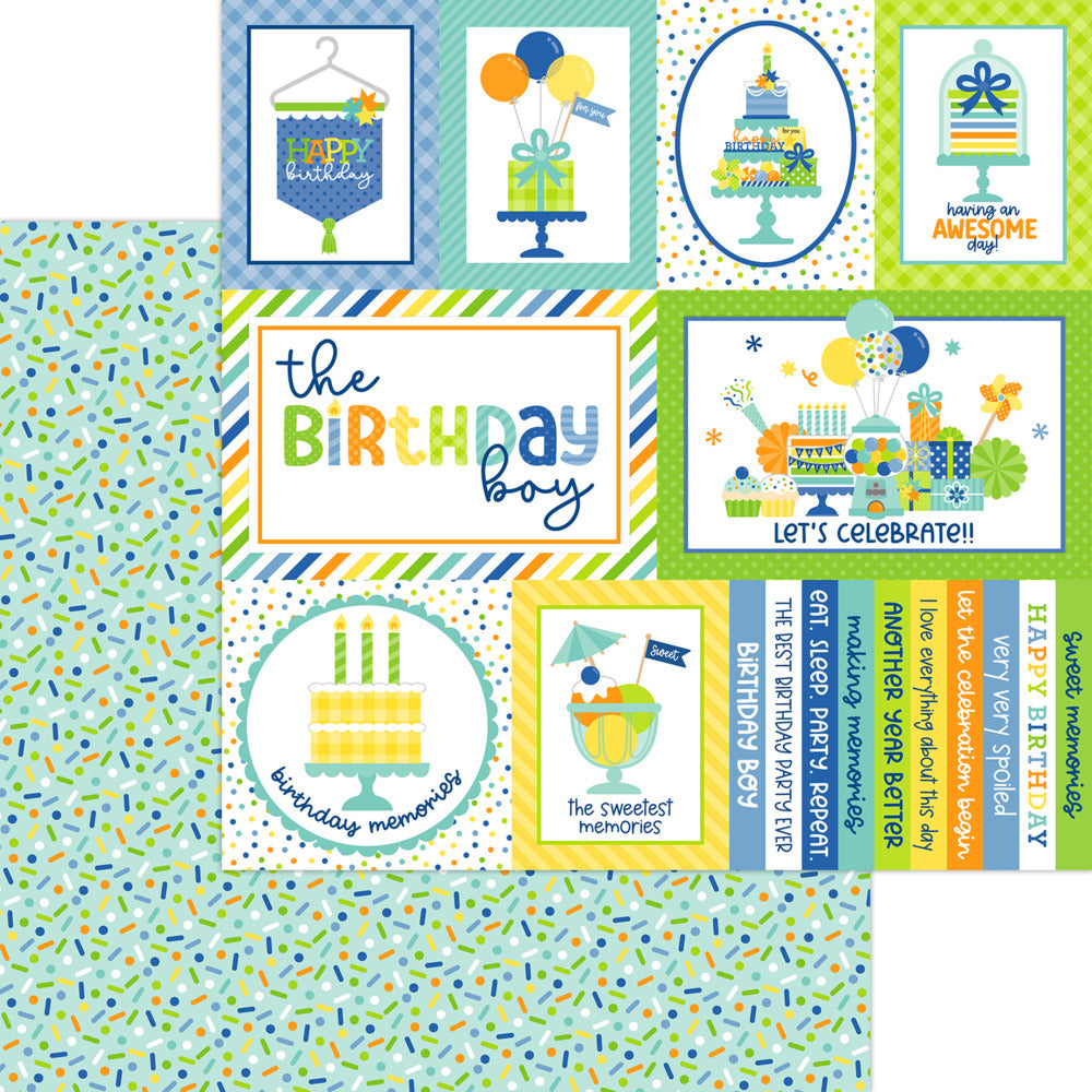 Doodlebug, 12X12 Patterned Paper, Balloons & Banners - Cake Sprinkles